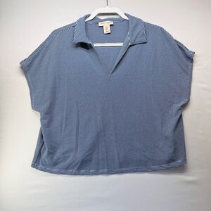Martha‎ Stewart Navy Striped Blouse